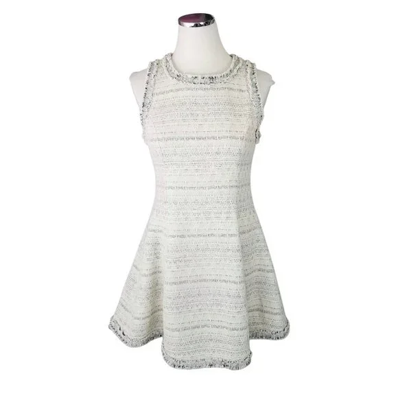 Adelyn Rae Fit and Flare Mini Cotton Sleeveless Ivory Dress SZ M - Picture 2 of 13